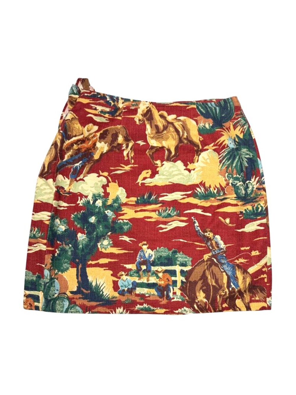 VINTAGE CAROLE LITTLE Western Tapestry Rodeo Wrap Skirt - Picture 3 of 9